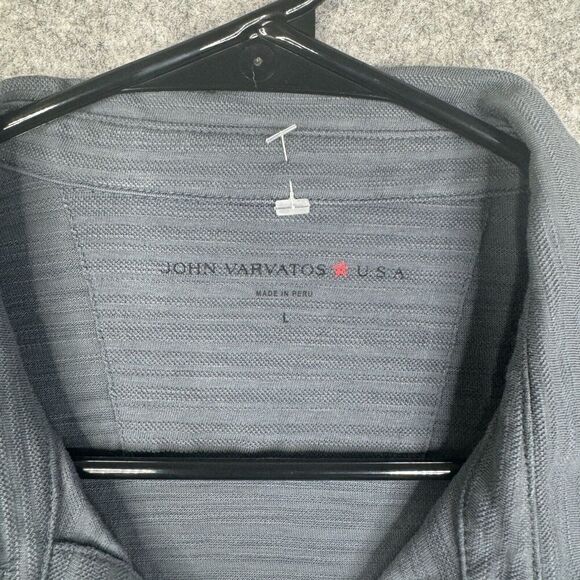 John Varvatos Polo Shirt Mens Large Gray Textured Short Sleeve - Picture 6 of 8